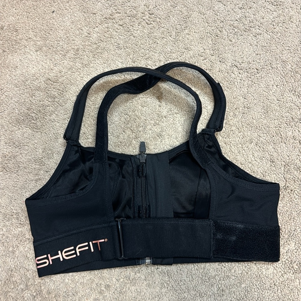 SHEFIT Black Front-Zip High-Support Sports Bra - Picture 2 of 3